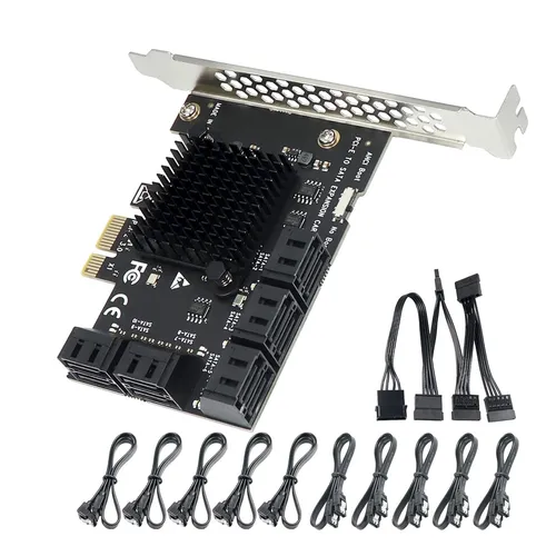 10-Port SATA PCIe Expansion Card for SSD and HDD