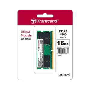 16GB Transcend DDR5 – 4800MHz Laptop RAM Memory Module (16×1)