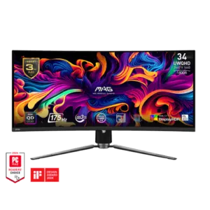 34″ MSI MAG 341CQP QD-OLED 170Hz UWQHD (3440×1440) 0.03ms AMD FreeSync Premium Pro Compatible Frameless Gaming Monitor