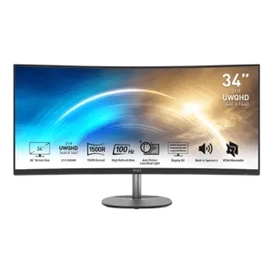 34″ MSI PRO MP341CQ VA 100Hz UWQHD (3440X1440) Curved Professional Monitor