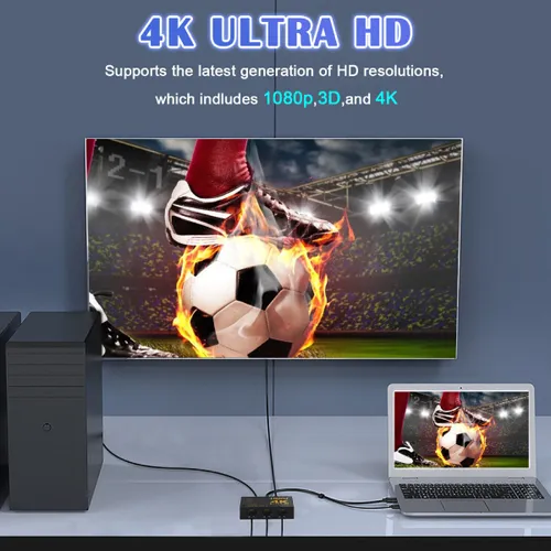 4k HDMI Switch Splitter 5 Port Selector Switcher Hub IR Remote HDTV 5 in 1 out – A Grade