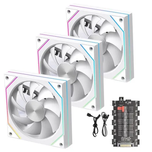 7Pro ARGB 3Pin+PWM 3 Fan Kit – White