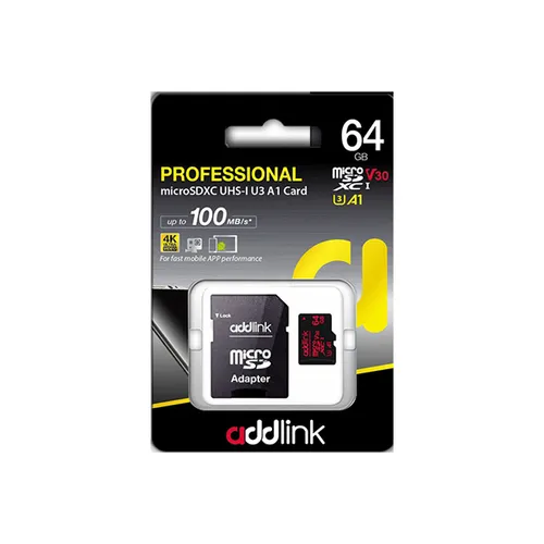 Addlink 64GB UHS-1 MicroSDXC V30 U3 A1 Memory Card