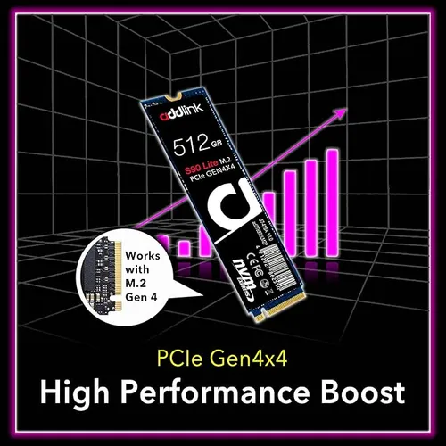 Addlink S90 512GB PCIe GEN4X4 M.2 NVMe SSD