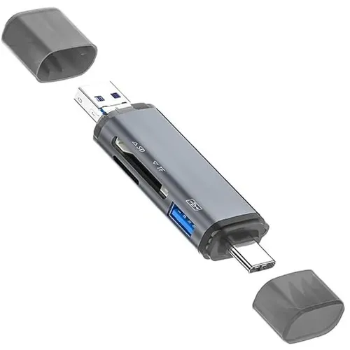 ADS-306 Multi Port 6 in 1 USB 3.0 + Type-C + Lightning Memory Card Reader Adapter