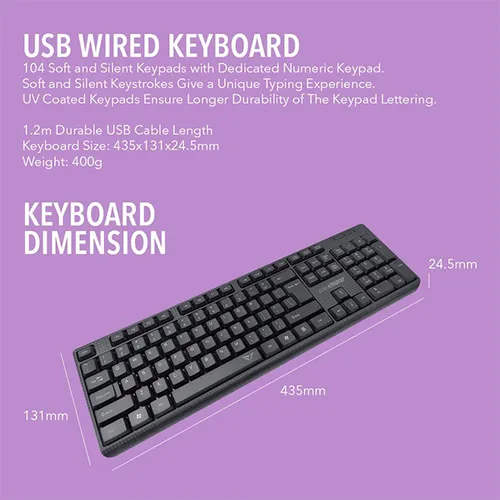Alcatroz KB1000 Silent Multimedia USB Wired Keyboard