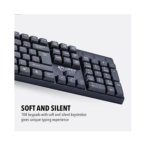 Alcatroz Xplorer C3500 Silent USB Wired Quite Keyboard Mouse Combo