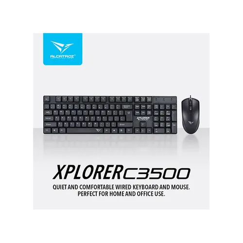 Alcatroz Xplorer C3500 Silent USB Wired Quite Keyboard Mouse Combo