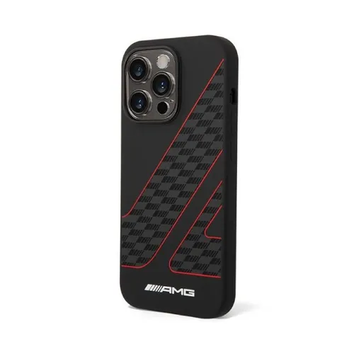 AMG Magsafe Compatibility Double Layer Checkered Flag Pattern Transparent Hard Case IPhone 14 Pro Max Compatibility - Black/Red