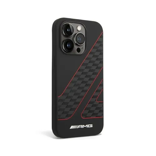 AMG Magsafe Compatibility Double Layer Checkered Flag Pattern Transparent Hard Case IPhone 14 Pro Max Compatibility - Black/Red