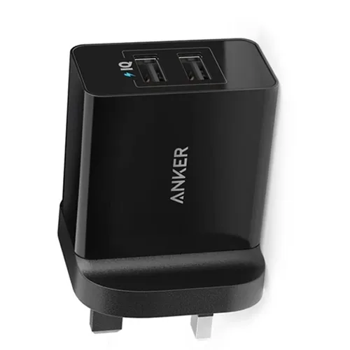 Anker 24W 2-Port USB Charger UK Black with Offline Pack