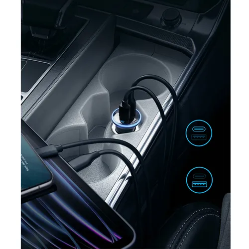 Anker 323 52W Dual Port 1 USB-C + 1 USB-A High Speed Car Charger