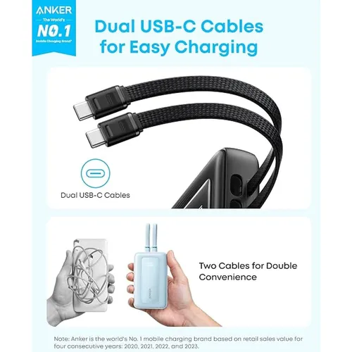 Anker A110LH12 Zolo 35W 10000mAh Power Bank with Built-in Dual USB-C Cables