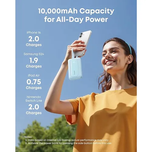 Anker A110LH12 Zolo 35W 10000mAh Power Bank with Built-in Dual USB-C Cables