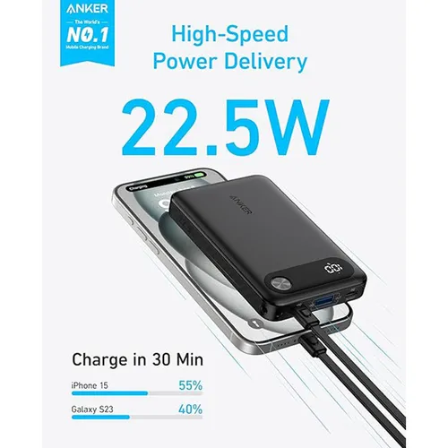 Anker A1257 Powercore 22.5W 10000mAh Power Bank With Built-in USB-C Cable Lanyard