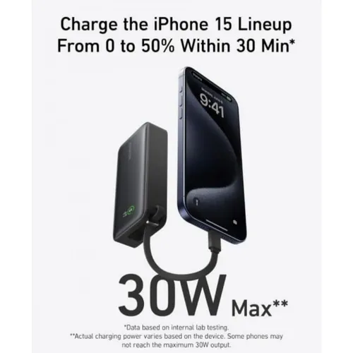 Anker A1259H11 Nano 30W 10000mAh Power Bank with Built-in USB-C Cable