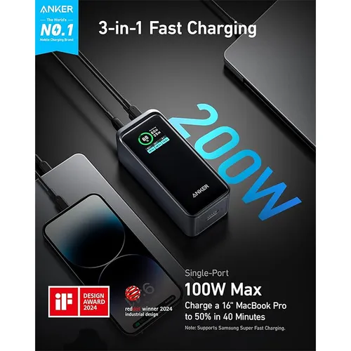 Anker A1336 Prime  200W 20000mAh Portable Smart Digital Display Power Bank