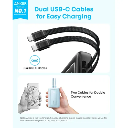 Anker A1680H11 30W 10000mAh Zolo Power Bank Built-in Dual USB-C Cables