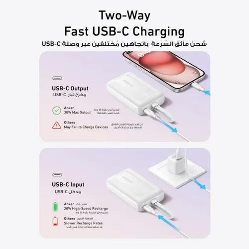 Anker A1680H22 Zolo 35W 10000mAh Power Bank with Dual Built-in USB-C Cables