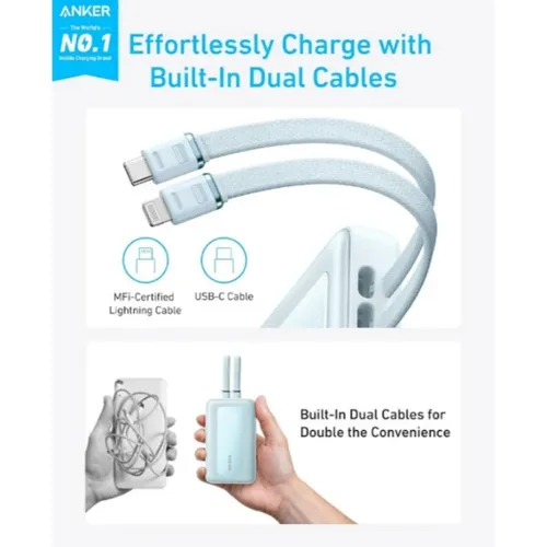 Anker A1680H31 30W 10000mAh Zolo Power Bank with Built-In USB-C and Lightning Cable