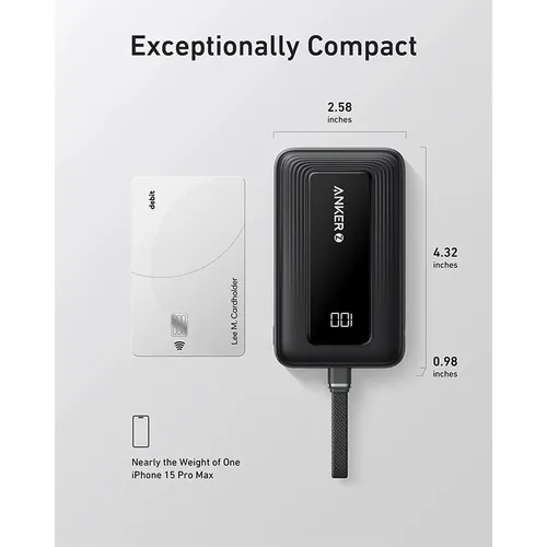 Anker A1688 Zolo 30W 10000mAh Power Bank with Built-In USB-C Cable