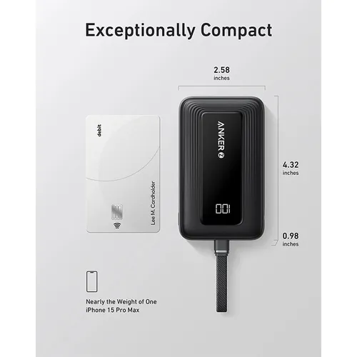Anker A1688 Zolo 30W 10000mAh Power Bank with Built-In USB-C Cable