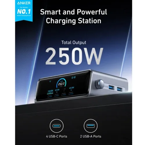 Anker A2345241 Prime Charger, 250W 6-Port GaN Charging Station