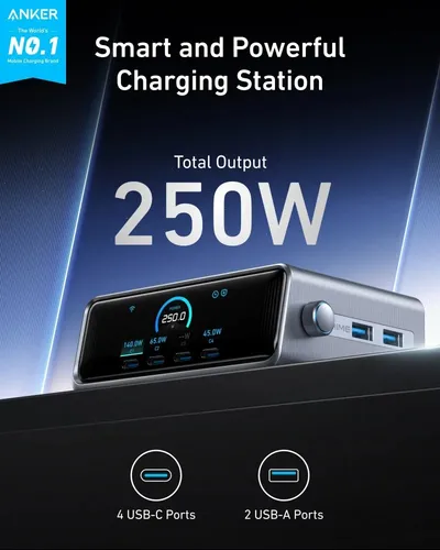 Anker A2345241 Prime Charger, 250W 6-Port GaN Charging Station
