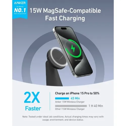 Anker A25M7H11 2-in-1 MagGo Wireless Charger (Dock Stand)