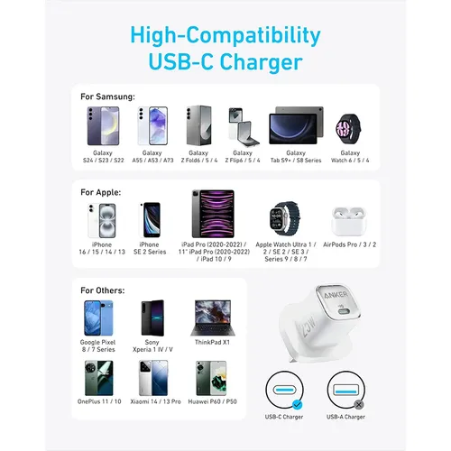 Anker A2656 25W Compact UK 3 Pin USB-C Charger