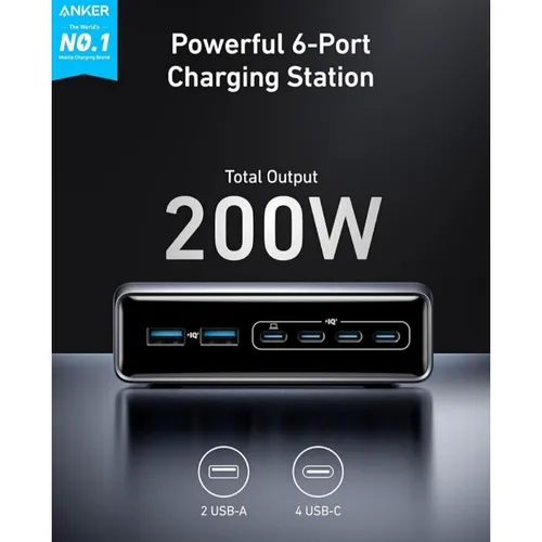 Anker A2683 Prime Charger, 200W 6-Port GaN Charging Station