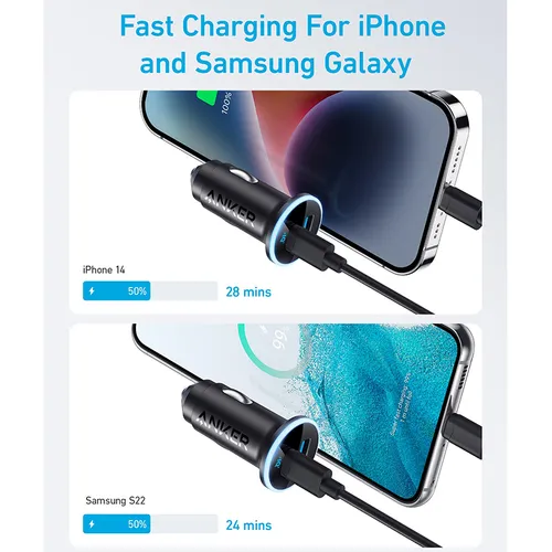 Anker A2735H11 323 52W Dual Port 1 USB-C + 1 USB-A High Speed Car Charger