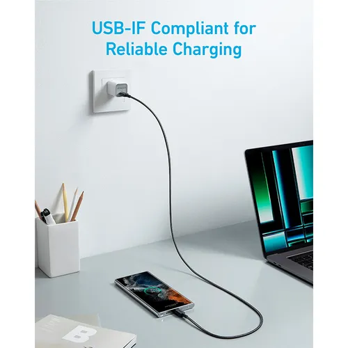 Anker A81B5 322 USB-C to Lightning 3ft 0.9m Braided Cable