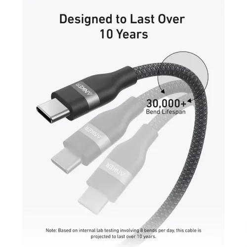 Anker A82E2H11 240W USB-C to USB-C Upcycled Braided 3FT Cable