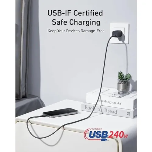 Anker A82E2H12 240W 6ft Upcycled-Braided USB-C to USB-C Cable