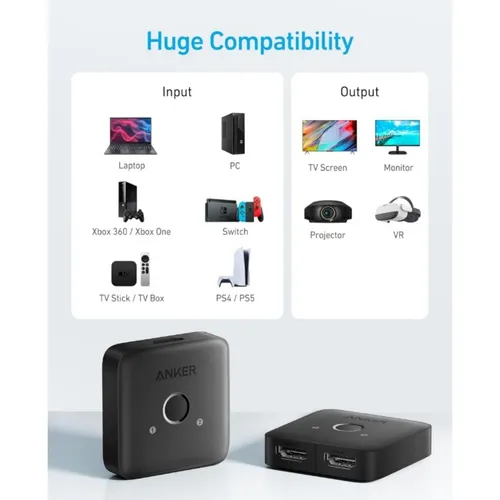 Anker A83H10A1 HDMI Switch (2 in 1 Out, 4K HDMI)