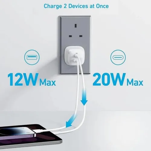 Anker B2331K21 323 33W Charger With 310 Type-C to Lightning Cable Bundle