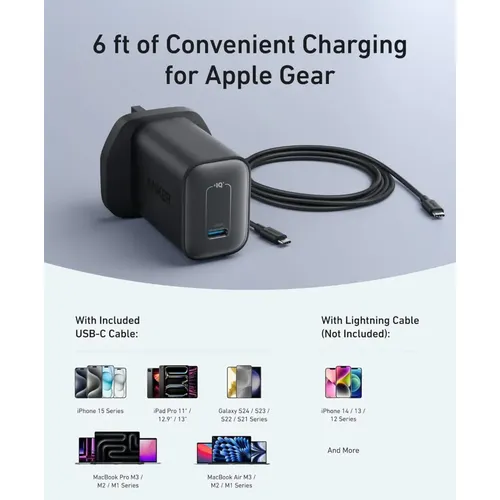 Anker B2679K11 Nano 100W USB-C Charger with USB-C Cable