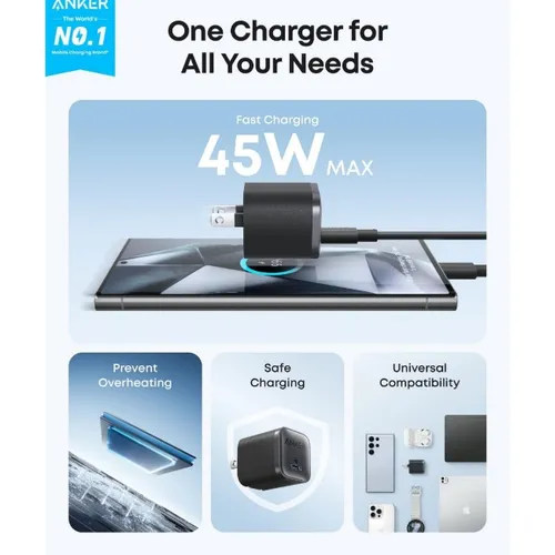Anker B2692K11 Nano 45W UK Charger with USB-C to USB-C Cable