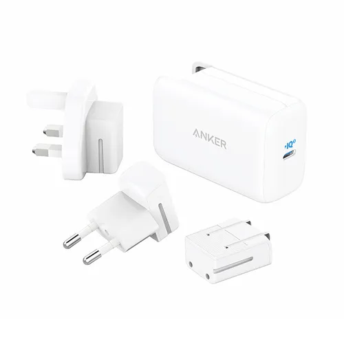 Anker PowerPort III 65W Pod USB-C Fast Charger with Worldwide Plug Set