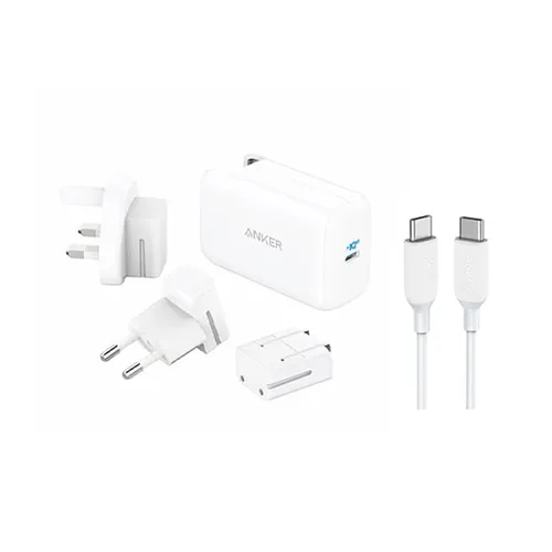 Anker PowerPort III 65W Pod USB-C Fast Charger with Worldwide Plug Set + PowerLine III 6ft 100W Cable MacBook Charging Combo