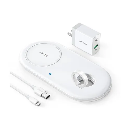 Anker PowerWave+ 2-in-1 Qi Wireless Charging Pad with Watch Holder