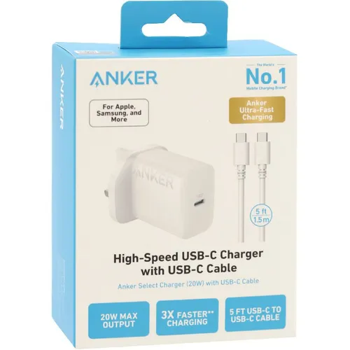 Anker Select Charger 20w With USB-C Cable