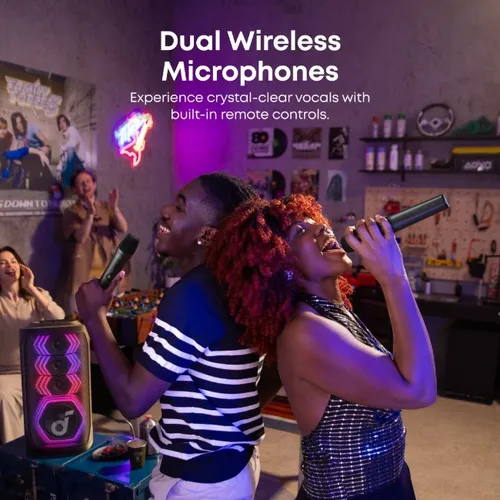 Anker Soundcore Rave 3S Portable AI Wireless Party Speaker With 2 Wireless Microphones