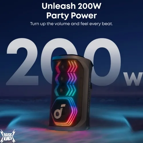 Anker Soundcore Rave 3S Portable AI Wireless Party Speaker With 2 Wireless Microphones