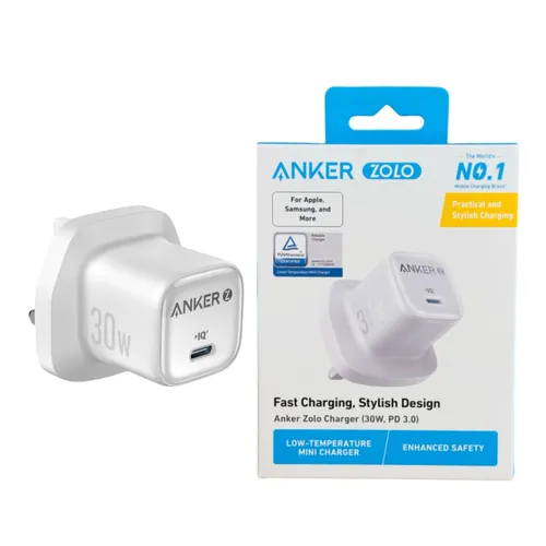 Anker Zolo 30W 3pin Charger White A2698K21