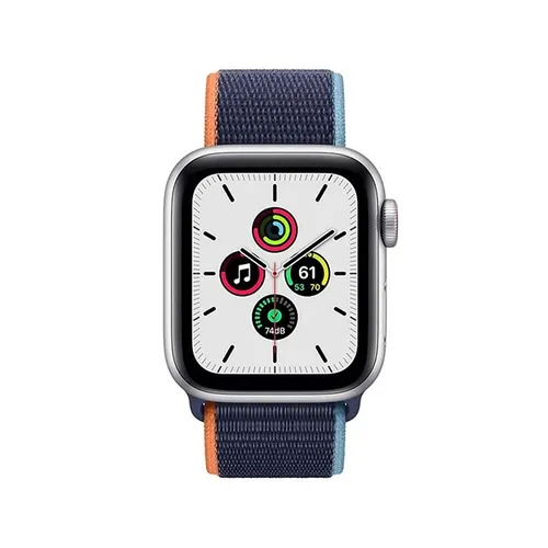 Apple Watch SE 44MM Silver Aluminum GPS + Cellular - Deep Navy Sport Loop