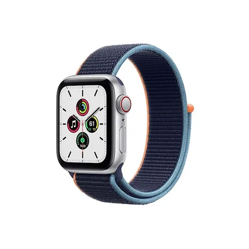 Apple Watch SE 44MM Silver Aluminum GPS + Cellular - Deep Navy Sport Loop