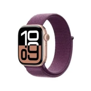 Apple Watch Series 10 42MM Rose Gold Aluminum GPS – Plum Sport Loop Band