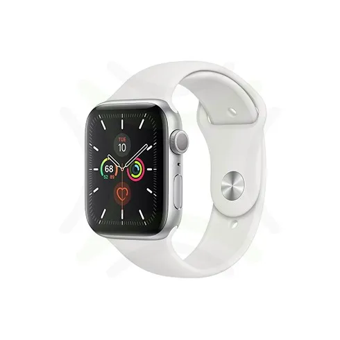 Apple Watch Series 5 44MM Silver Aluminum GPS + Cellular - White Sport Band
